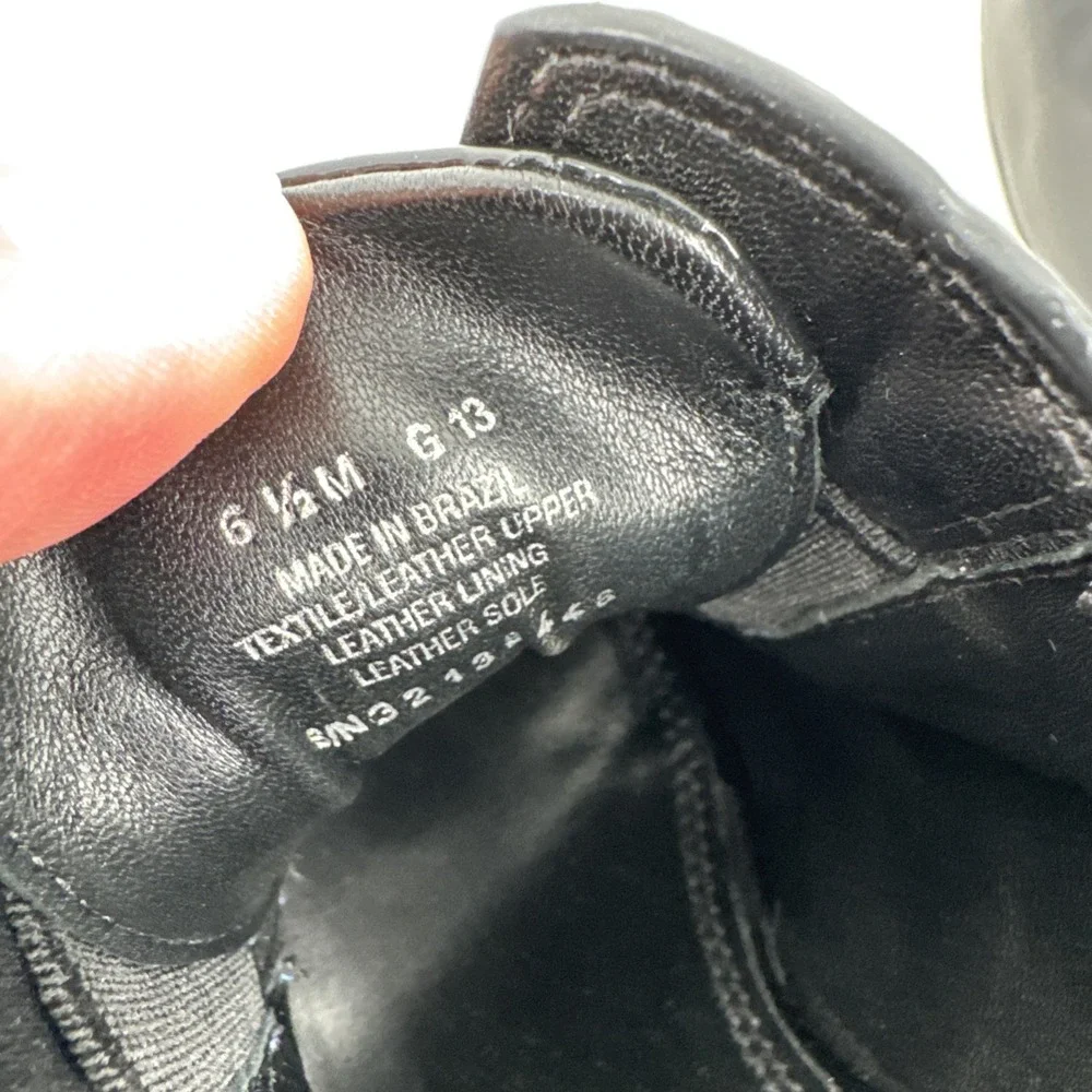 Tory Burch Black‎ Navy Leather Block Heel Ankle Women Bootie Size 6.5 Wingtip